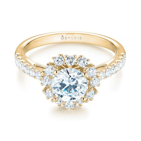 14k Yellow Gold 14k Yellow Gold Halo Diamond Engagement Ring - Flat View -  103835