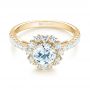 18k Yellow Gold 18k Yellow Gold Halo Diamond Engagement Ring - Flat View -  103835 - Thumbnail