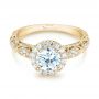 14k Yellow Gold 14k Yellow Gold Halo Diamond Engagement Ring - Flat View -  103899 - Thumbnail