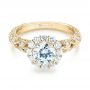 14k Yellow Gold 14k Yellow Gold Halo Diamond Engagement Ring - Flat View -  103900 - Thumbnail