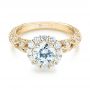 18k Yellow Gold 18k Yellow Gold Halo Diamond Engagement Ring - Flat View -  103900 - Thumbnail