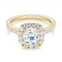 14k Yellow Gold Halo Diamond Engagement Ring - Flat View -  104021 - Thumbnail