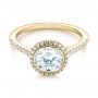 18k Yellow Gold 18k Yellow Gold Halo Diamond Engagement Ring - Flat View -  104022 - Thumbnail