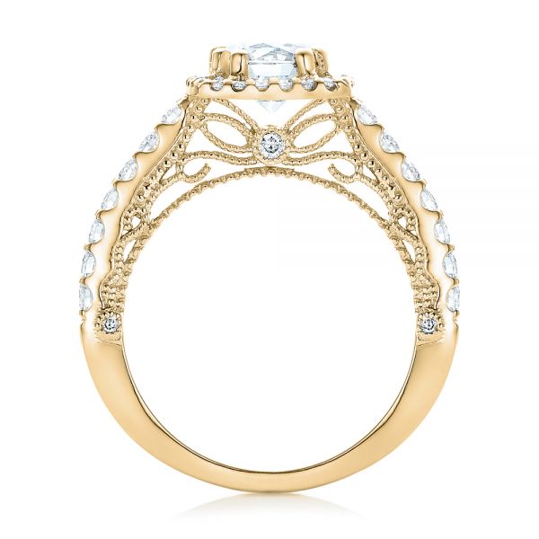 18k Yellow Gold 18k Yellow Gold Halo Diamond Engagement Ring - Front View -  102552