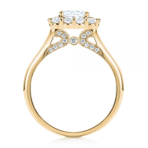 18k Yellow Gold 18k Yellow Gold Halo Diamond Engagement Ring - Front View - 103050
