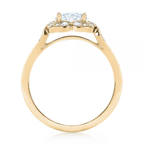 18k Yellow Gold 18k Yellow Gold Halo Diamond Engagement Ring - Front View -  103052
