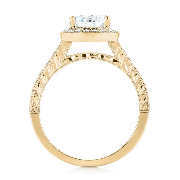 18k Yellow Gold 18k Yellow Gold Halo Diamond Engagement Ring - Front View -  103090