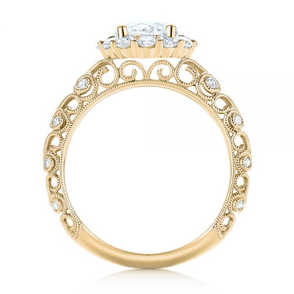 14k Yellow Gold 14k Yellow Gold Halo Diamond Engagement Ring - Front View -  103900