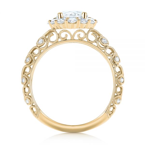 18k Yellow Gold 18k Yellow Gold Halo Diamond Engagement Ring - Front View -  103900