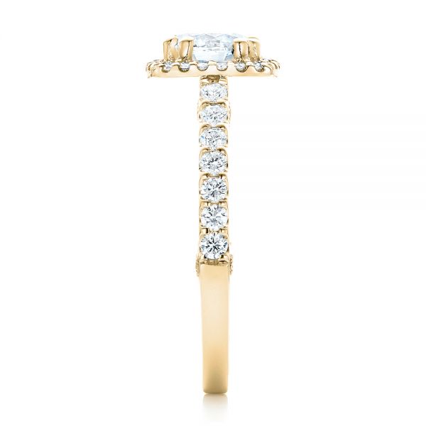 14k Yellow Gold 14k Yellow Gold Halo Diamond Engagement Ring - Side View -  102552