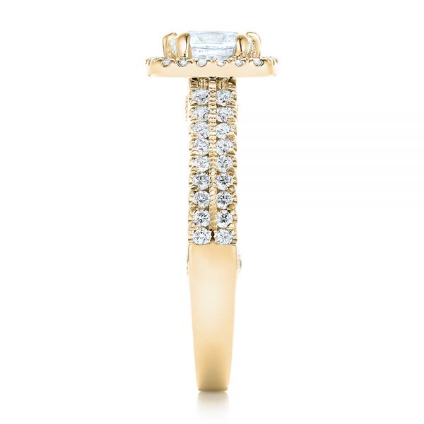 14k Yellow Gold 14k Yellow Gold Halo Diamond Engagement Ring - Side View - 102553