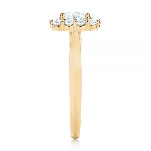 18k Yellow Gold 18k Yellow Gold Halo Diamond Engagement Ring - Side View -  103050