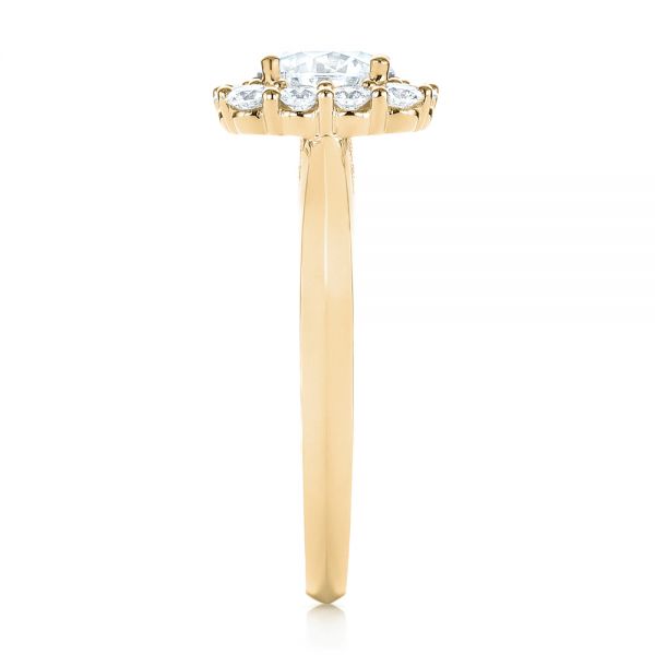18k Yellow Gold 18k Yellow Gold Halo Diamond Engagement Ring - Side View - 103050