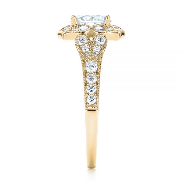 14k Yellow Gold 14k Yellow Gold Halo Diamond Engagement Ring - Side View - 103052