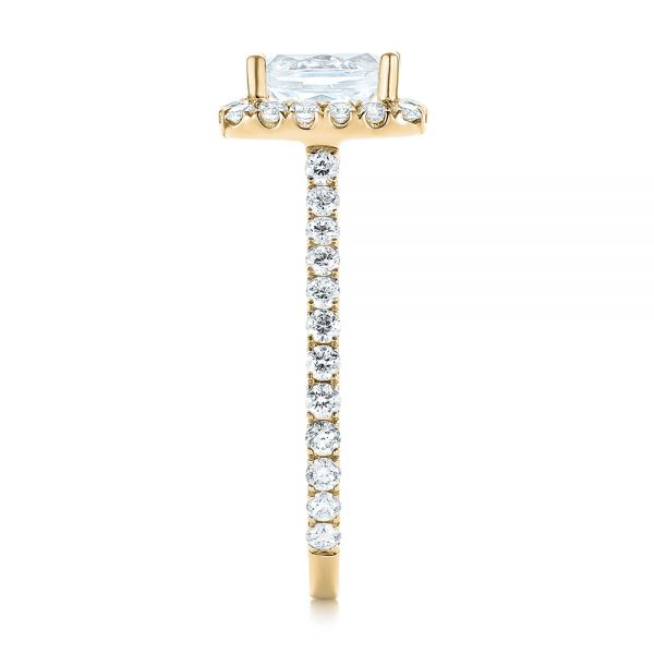 18k Yellow Gold 18k Yellow Gold Halo Diamond Engagement Ring - Side View - 103079