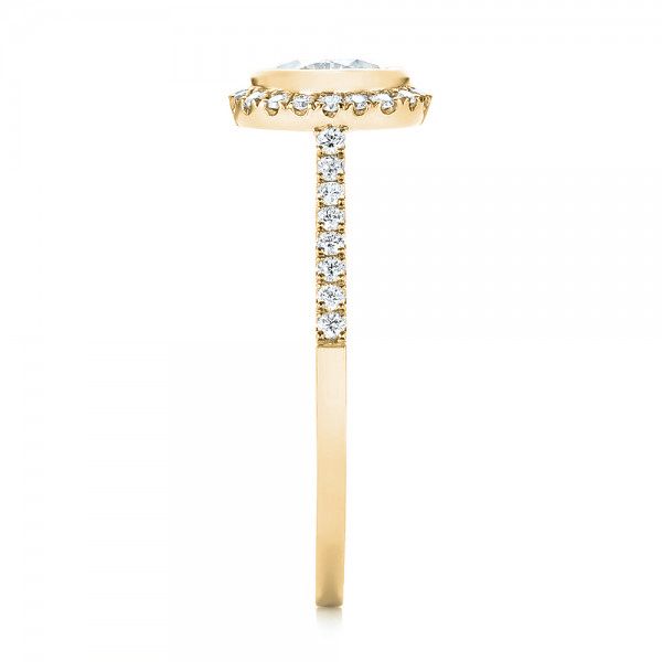 18k Yellow Gold 18k Yellow Gold Halo Diamond Engagement Ring - Side View - 103083