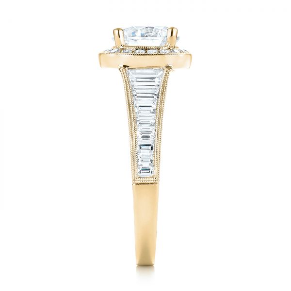 18k Yellow Gold 18k Yellow Gold Halo Diamond Engagement Ring - Side View -  103090