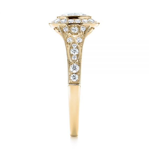 18k Yellow Gold 18k Yellow Gold Halo Diamond Engagement Ring - Side View -  103097