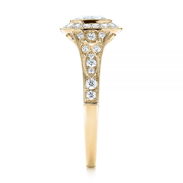 14k Yellow Gold 14k Yellow Gold Halo Diamond Engagement Ring - Side View -  103097