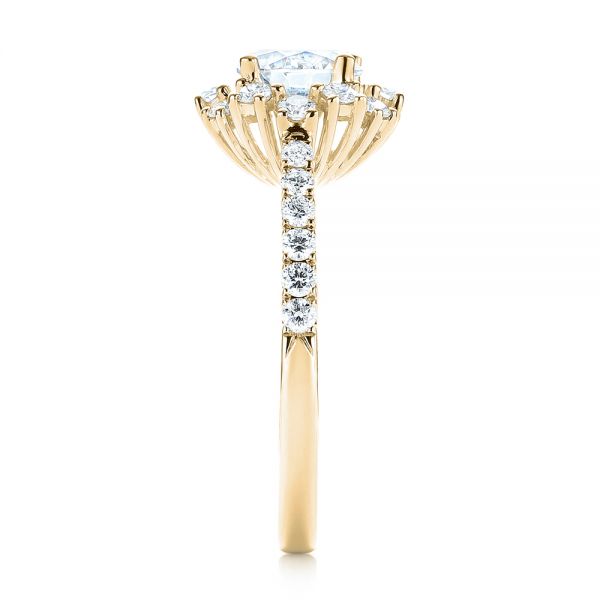 18k Yellow Gold 18k Yellow Gold Halo Diamond Engagement Ring - Side View -  103835