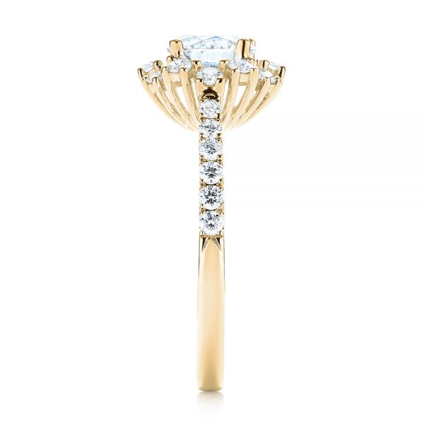 18k Yellow Gold 18k Yellow Gold Halo Diamond Engagement Ring - Side View - 103835