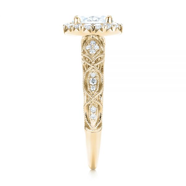 18k Yellow Gold 18k Yellow Gold Halo Diamond Engagement Ring - Side View -  103899