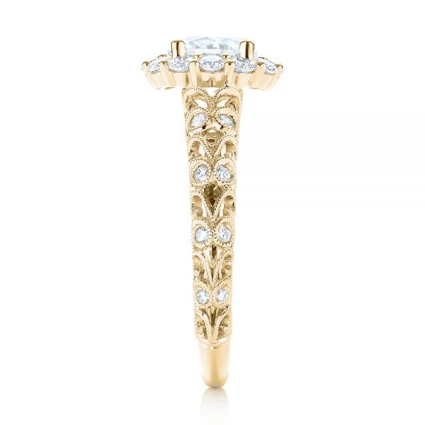 14k Yellow Gold 14k Yellow Gold Halo Diamond Engagement Ring - Side View - 103900