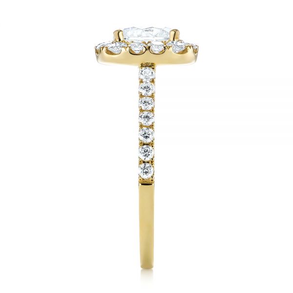 18k Yellow Gold 18k Yellow Gold Halo Diamond Engagement Ring - Side View -  104021