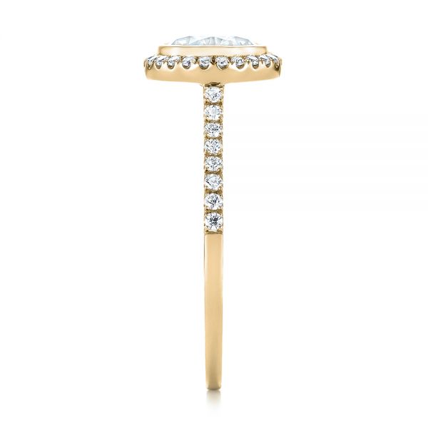 18k Yellow Gold 18k Yellow Gold Halo Diamond Engagement Ring - Side View - 104022
