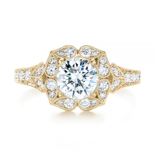 14k Yellow Gold 14k Yellow Gold Halo Diamond Engagement Ring - Top View - 103052