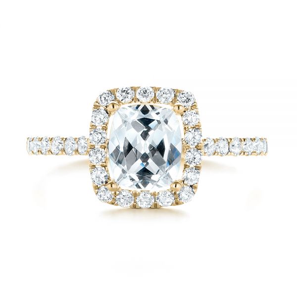 18k Yellow Gold 18k Yellow Gold Halo Diamond Engagement Ring - Top View - 103079