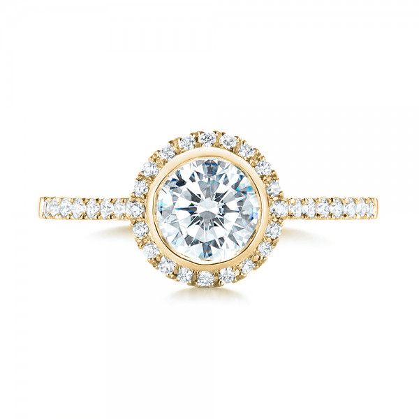 18k Yellow Gold 18k Yellow Gold Halo Diamond Engagement Ring - Top View -  103083