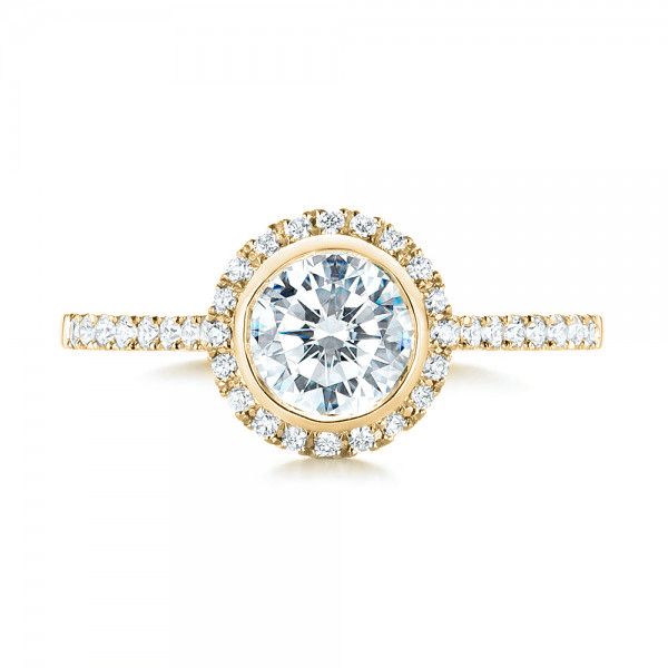 18k Yellow Gold 18k Yellow Gold Halo Diamond Engagement Ring - Top View - 103083