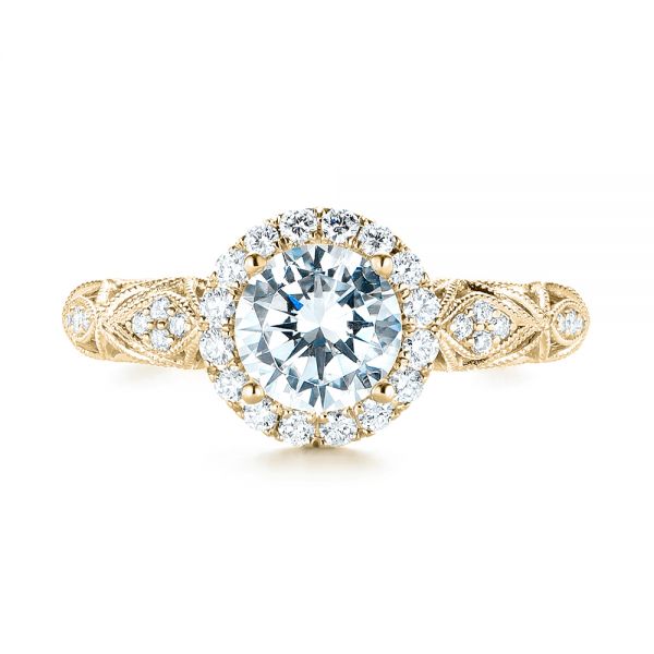 18k Yellow Gold 18k Yellow Gold Halo Diamond Engagement Ring - Top View -  103899