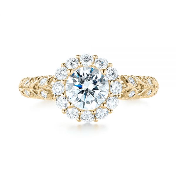 14k Yellow Gold 14k Yellow Gold Halo Diamond Engagement Ring - Top View - 103900