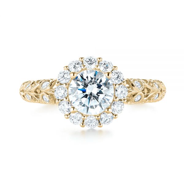 18k Yellow Gold 18k Yellow Gold Halo Diamond Engagement Ring - Top View -  103900