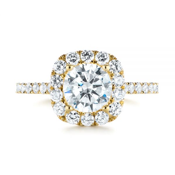 18k Yellow Gold 18k Yellow Gold Halo Diamond Engagement Ring - Top View -  104021