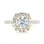18k Yellow Gold 18k Yellow Gold Halo Diamond Engagement Ring - Top View -  104021 - Thumbnail