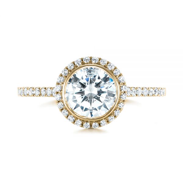 18k Yellow Gold 18k Yellow Gold Halo Diamond Engagement Ring - Top View -  104022