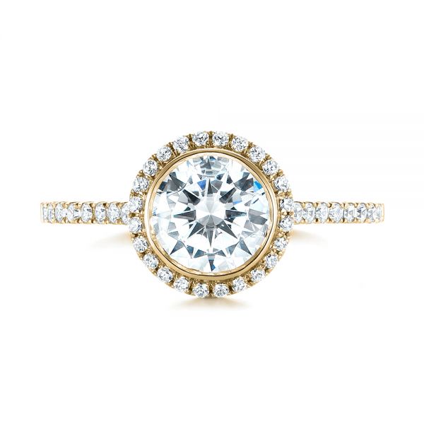 18k Yellow Gold 18k Yellow Gold Halo Diamond Engagement Ring - Top View - 104022