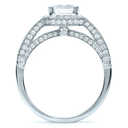  14K Gold 14K Gold Halo Diamond Engagement Ring - Front View -  159 - Thumbnail
