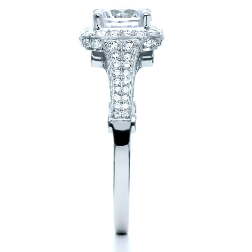 18K Gold Halo Diamond Engagement Ring - Side View -  159 - Thumbnail