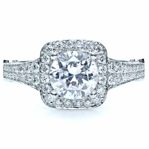  Platinum Platinum Halo Diamond Engagement Ring - Top View -  159 - Thumbnail