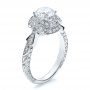  18K Gold Halo Engagement Ring With Sapphires - Vanna K - Three-Quarter View -  100094 - Thumbnail