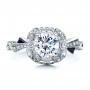  18K Gold Halo Engagement Ring With Sapphires - Vanna K - Top View -  100094 - Thumbnail