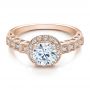 14k Rose Gold 14k Rose Gold Halo Filigree Engagement Ring - Vanna K - Flat View -  100101 - Thumbnail