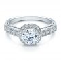 14k White Gold 14k White Gold Halo Filigree Engagement Ring - Vanna K - Flat View -  100101 - Thumbnail