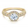 18k Yellow Gold 18k Yellow Gold Halo Filigree Engagement Ring - Vanna K - Flat View -  100101 - Thumbnail