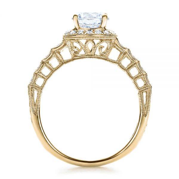 18k Yellow Gold 18k Yellow Gold Halo Filigree Engagement Ring - Vanna K - Front View - 100101