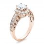 18k Rose Gold 18k Rose Gold Halo Filigree Milgrain Engagement Ring - Vanna K - Three-Quarter View -  100097 - Thumbnail